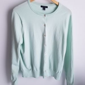 Lands' End Cardigan Sweater Mint Green Seafoam L